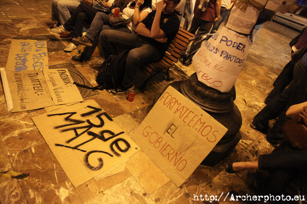 movimiento 15M en València, por Archerphoto, fotógrafo profesional jornada de reflexión